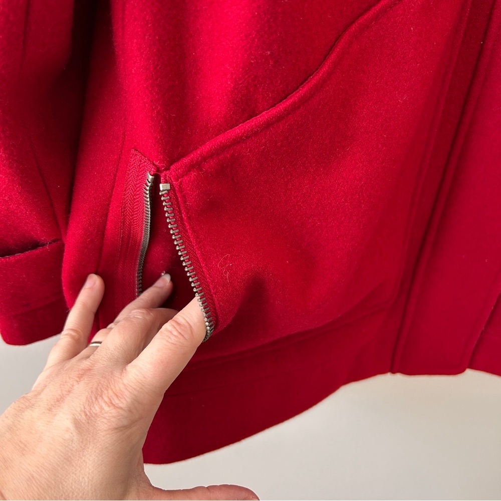 Tommy Hilfiger Women’s Small Wool Blend Coat Jacket Red Hooded Preppy Church EUC - Picture 3 of 15